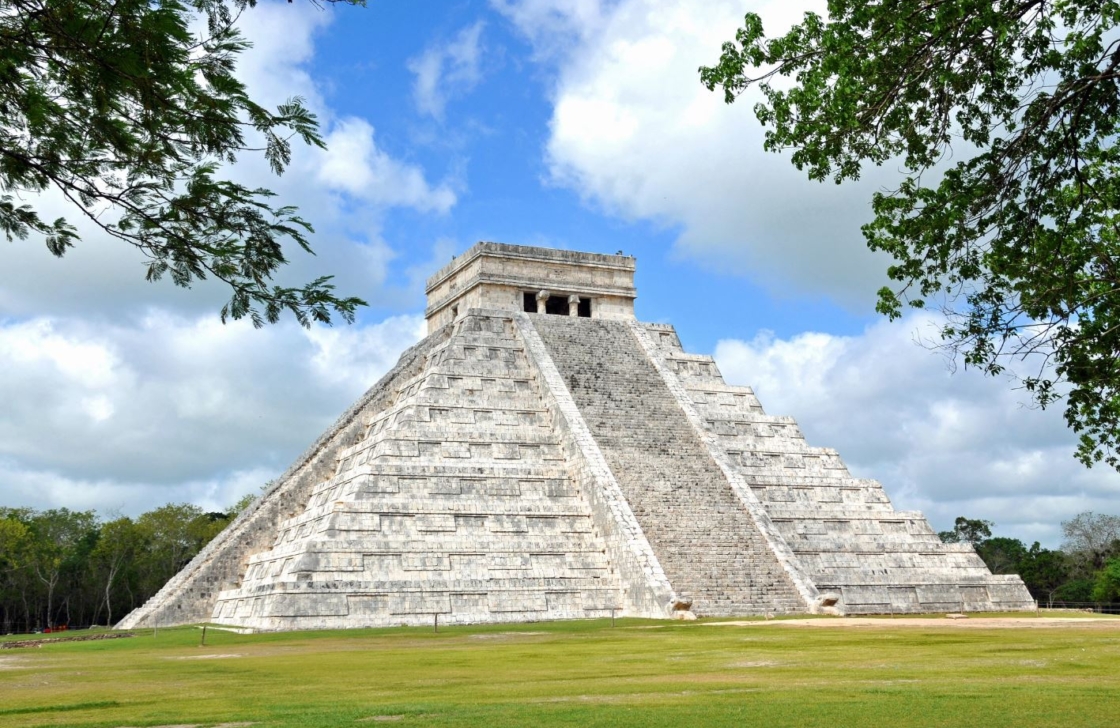The Temple of Kukulcán, a Mesoamerican step-pyramid located in the Chichen Itza archaeological site.